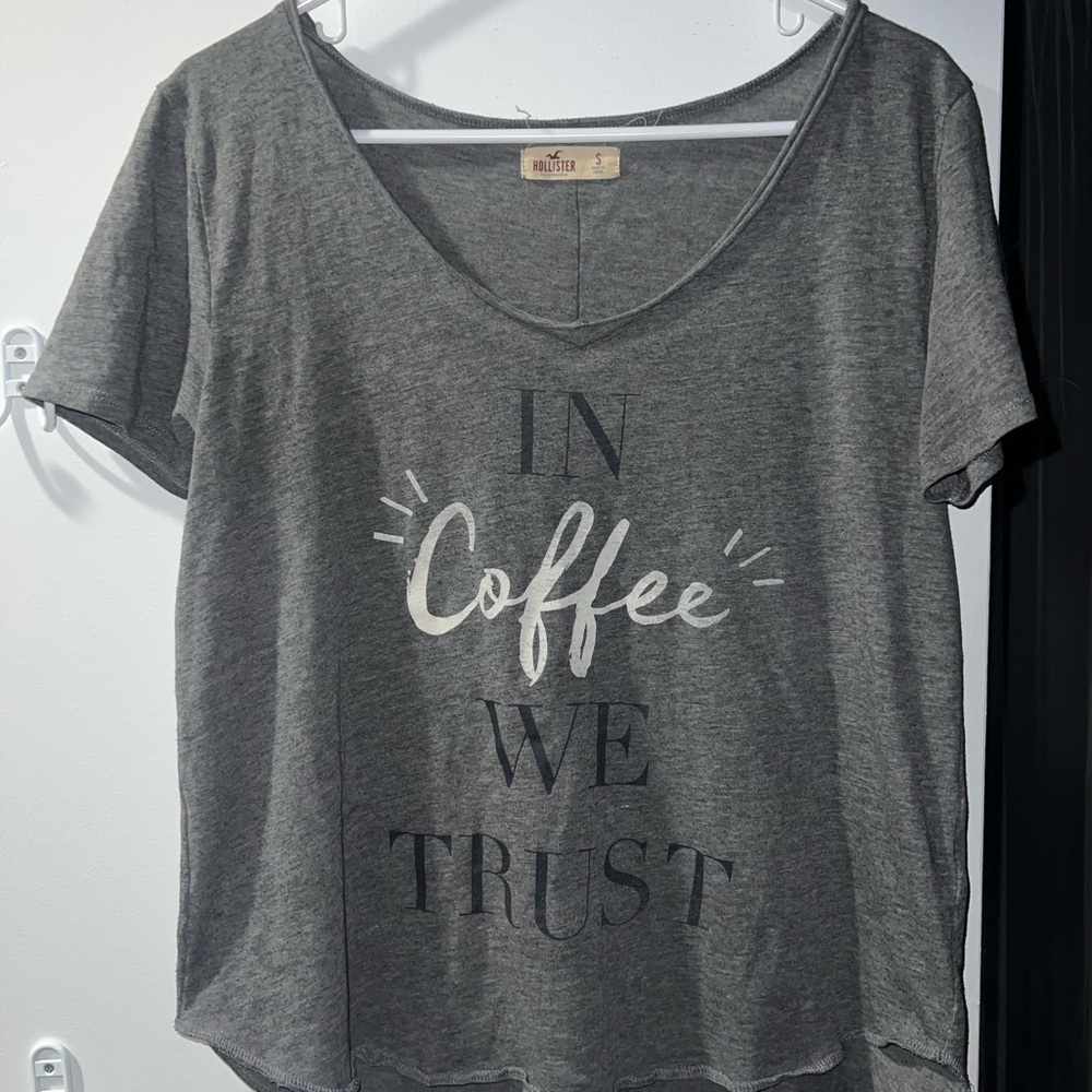 Hollister Gray Graphic Cuffed Sleeve T-Shirt